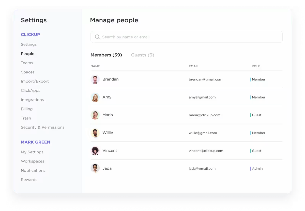 Workzuite permission settings screen